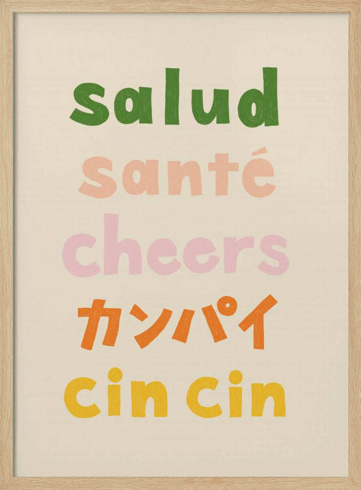 Cheers Typography - Salud Santé Cheers Kanpai Cin cin | Poster