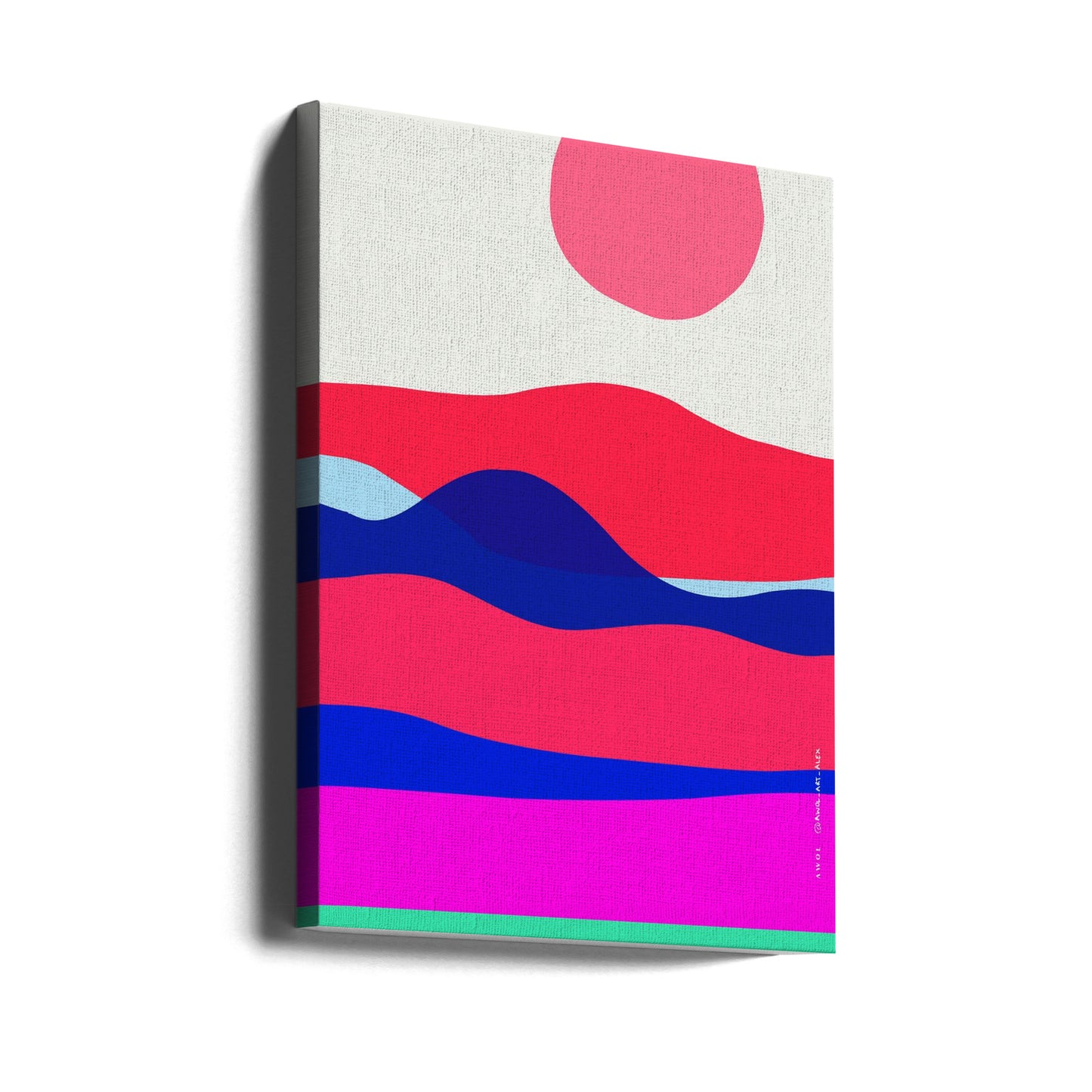 Minimalistiskt havskonsttryck med soluppgång över abstrakt hav, nautiskt konsttryck | Canvas
