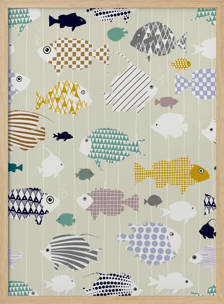 Fresh fish on warm grey pattern | Poster