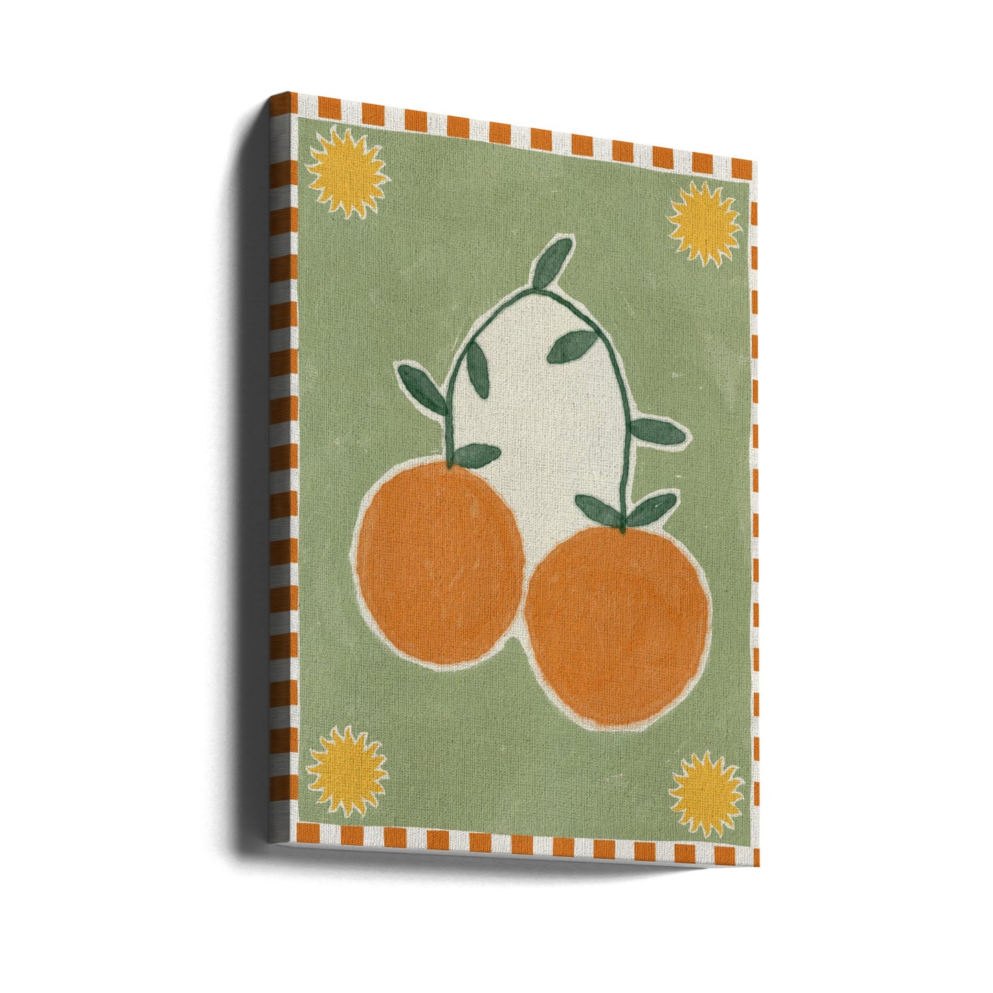 Orange Fruit On Green Background | Canvas