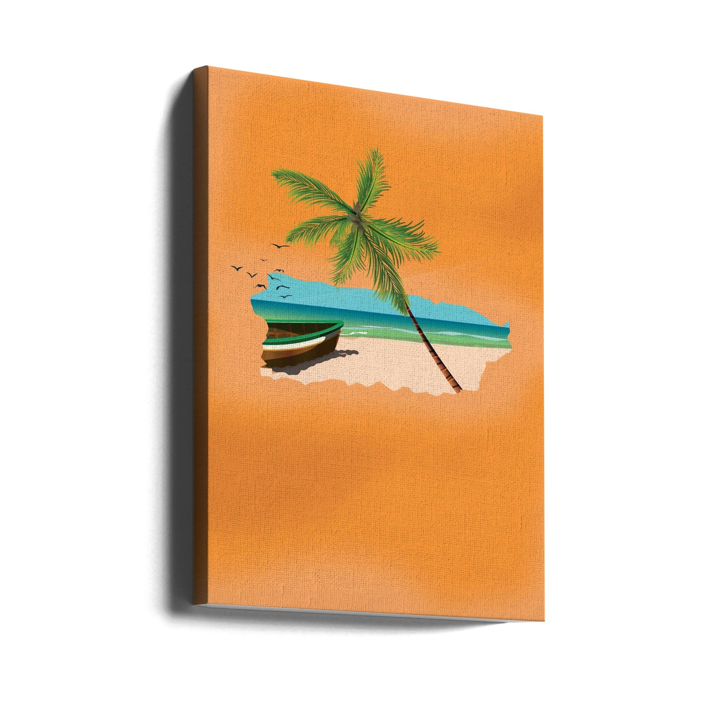 Tropische Strandszene mit Palme | Leinwand
