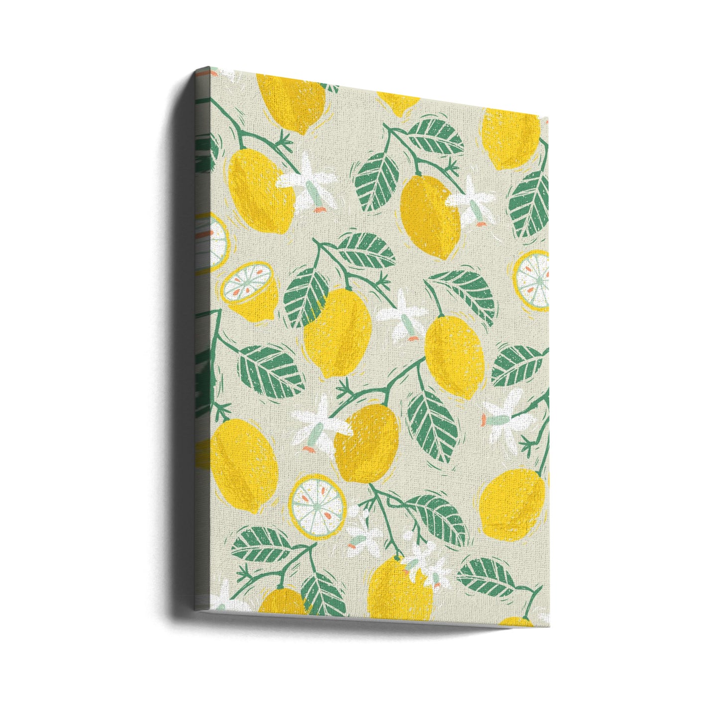 Yellow Lemon and Green Leaves | Canvas