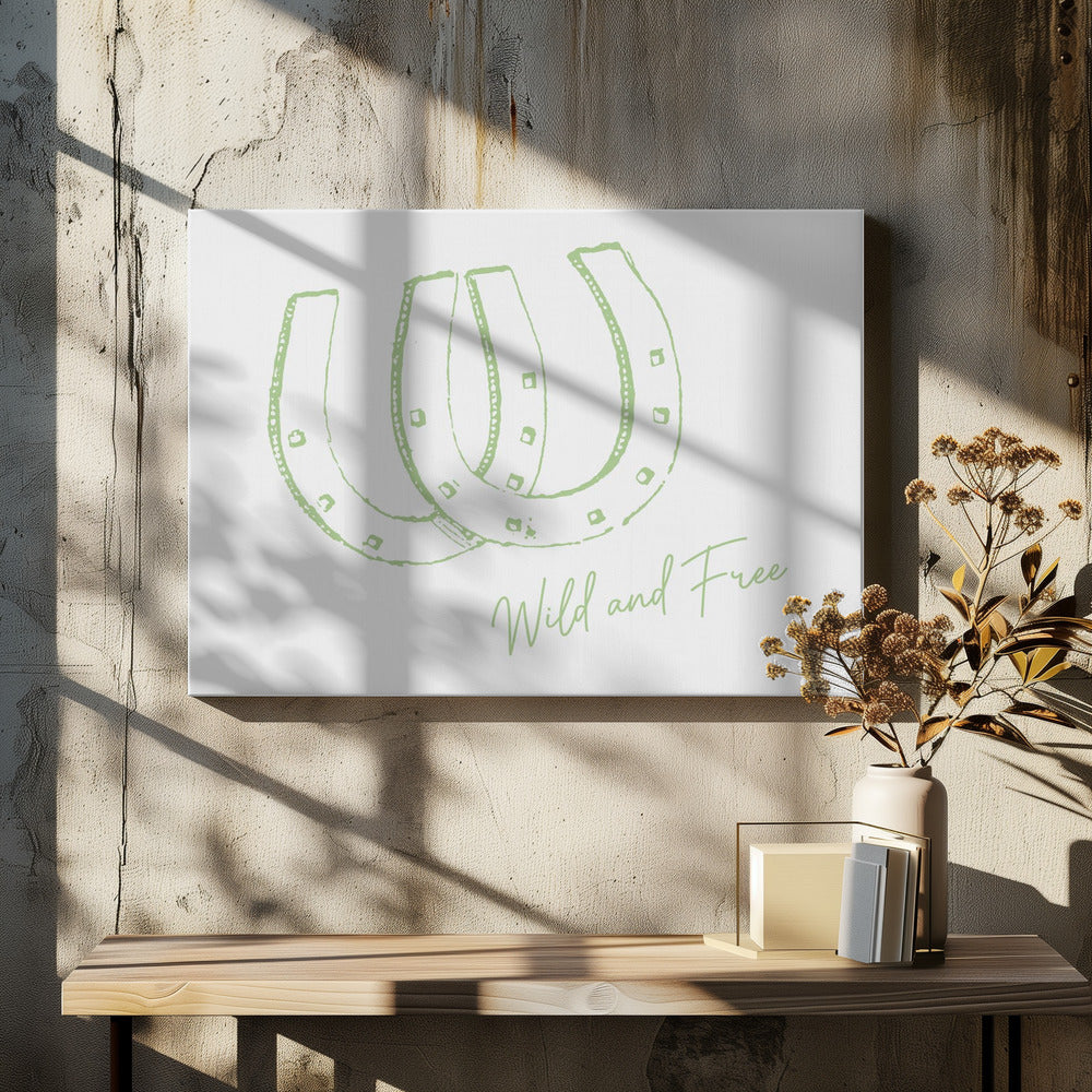 Horseshoe Wild and Free Sage Green | Stampe su Tela