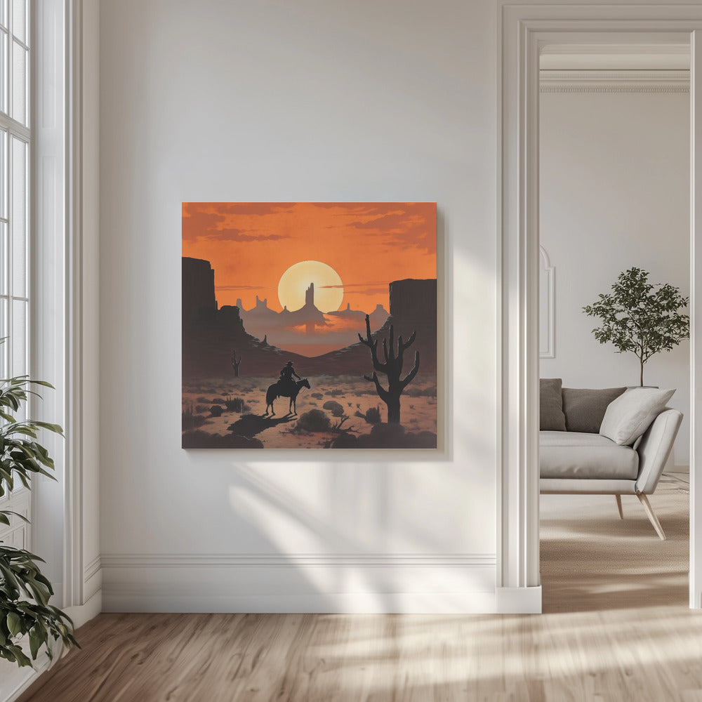 Auringonlaskun cowboy | Canvastaulut