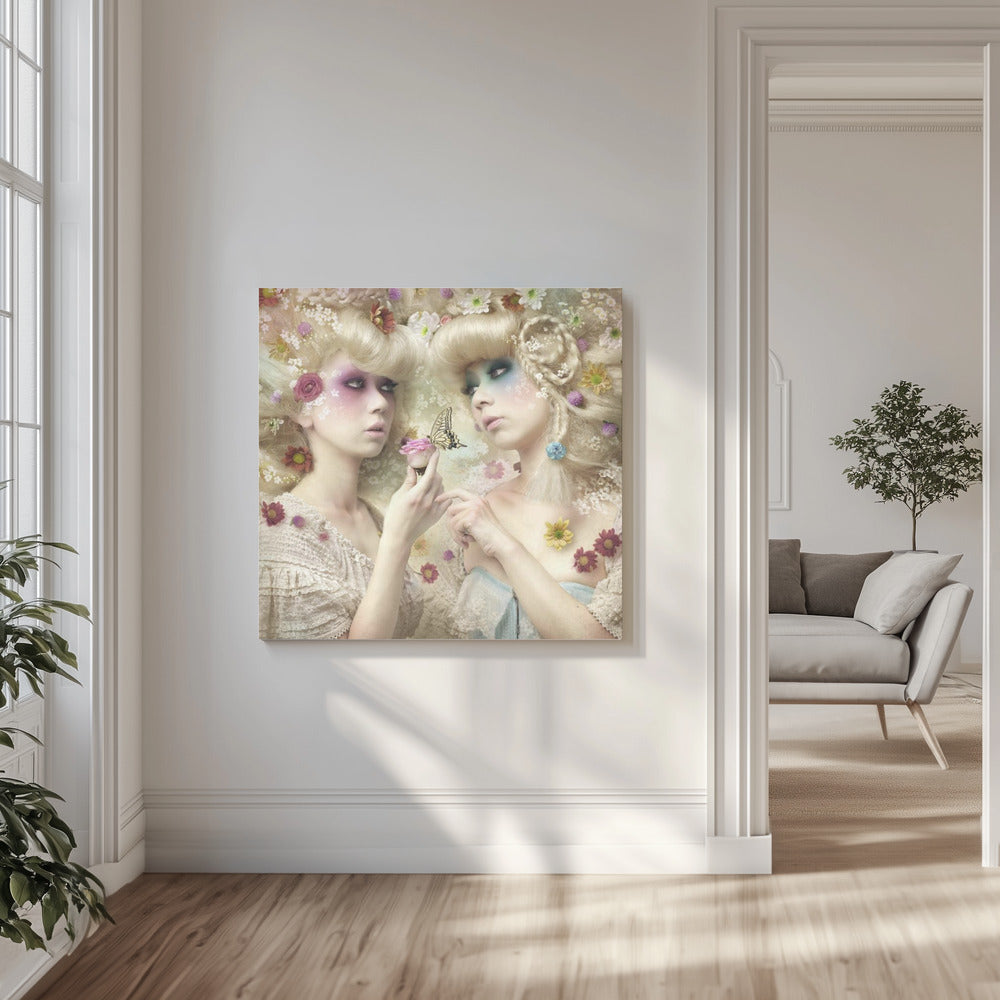 Flicka i blomsterträdgården | Canvas