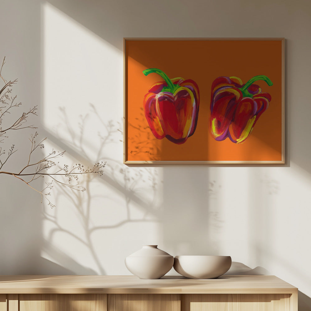 Peberfrugter på appelsin | Plakater - Kunsttryk