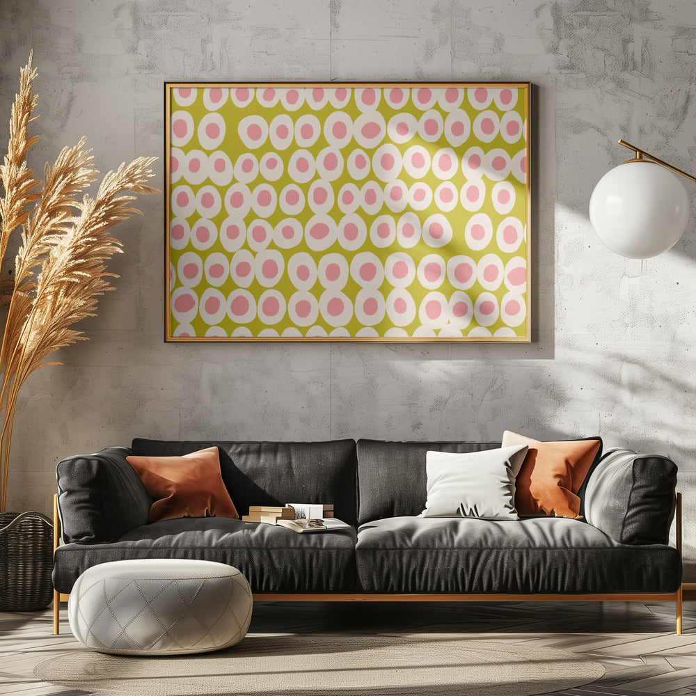 Wonderful bold dots pink and olive pattern | Poster