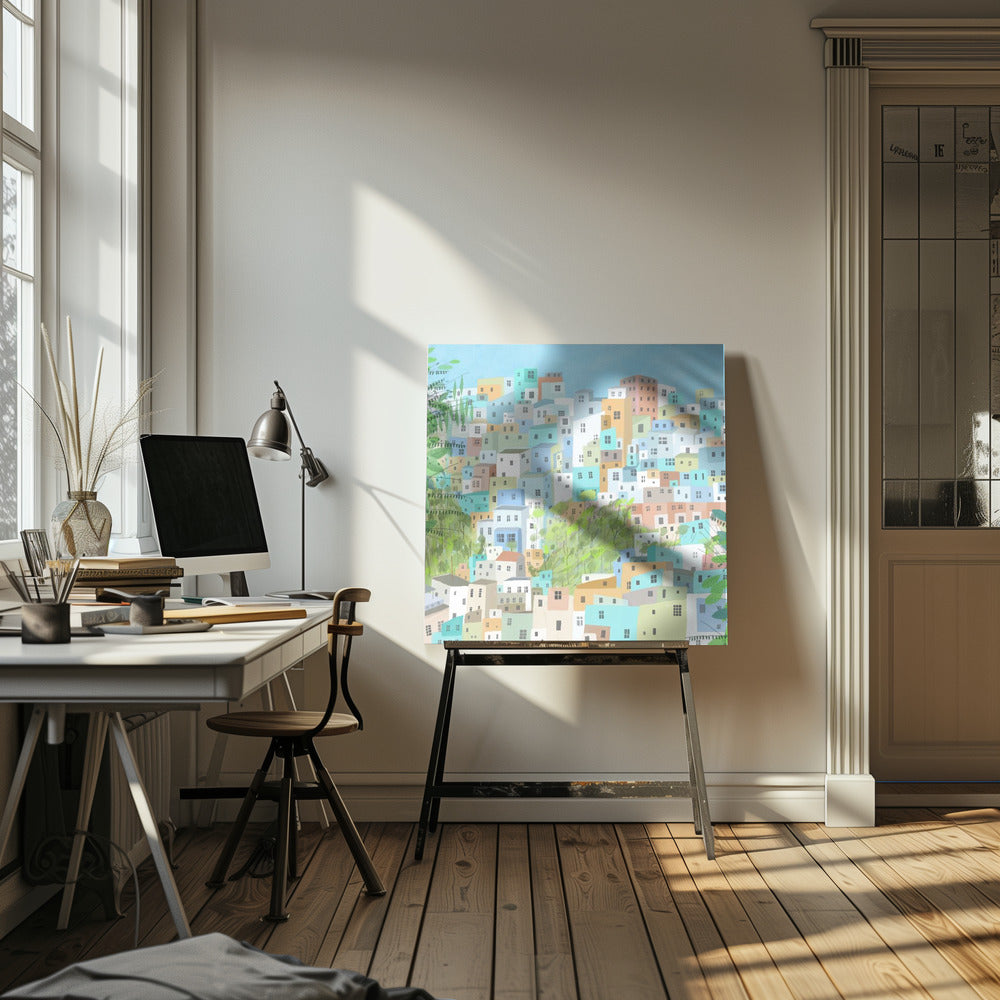 Utsikt över takåsarna i Rio de Janeiro av konstnären Carla Daly | Canvas