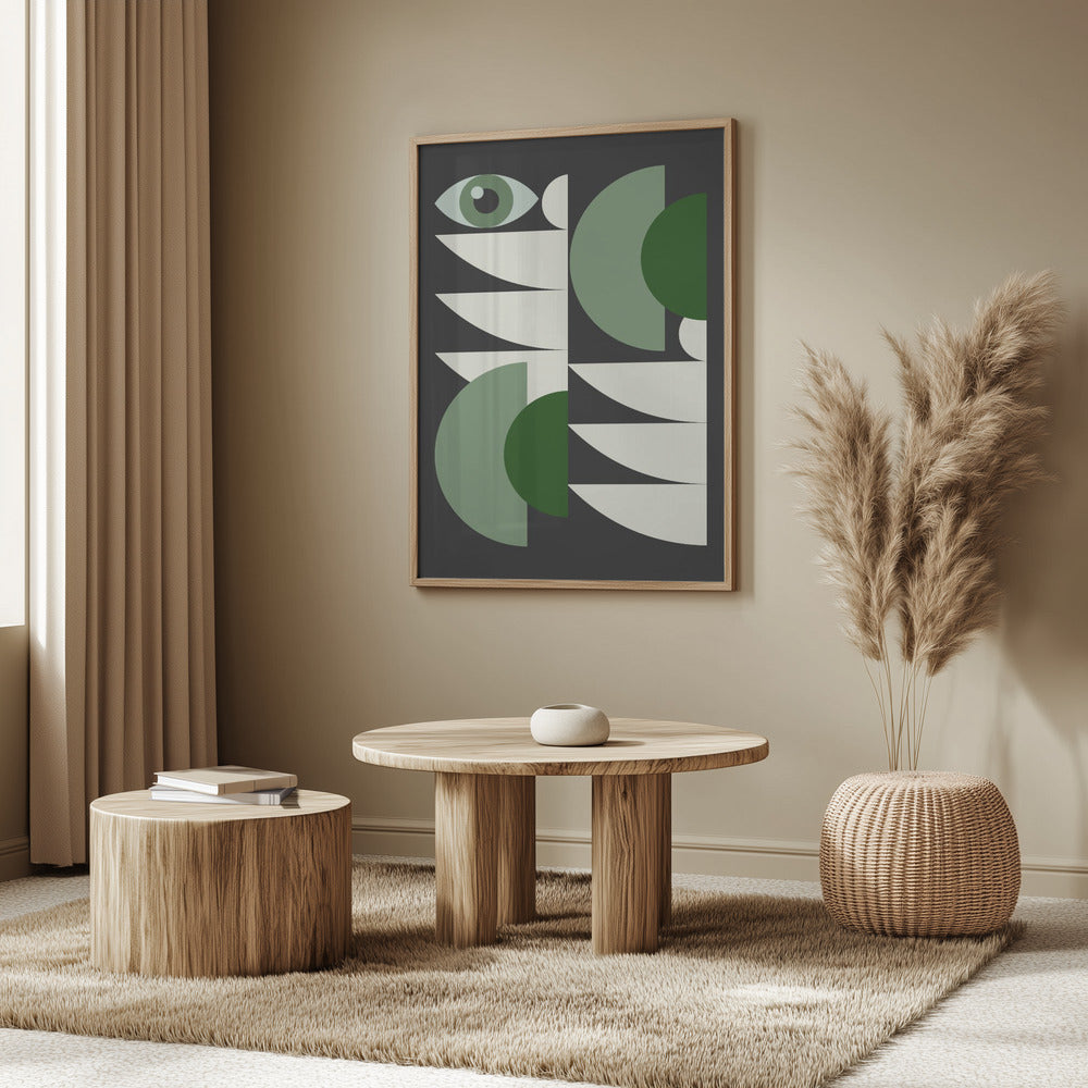 Mid Century Geometrisch in Grün | Poster