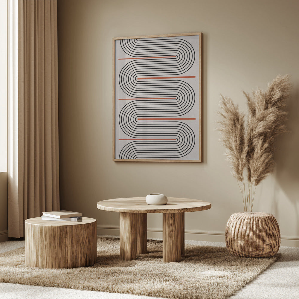 Lignes rouges, beiges et noires contemporaines | Posters - Affiche Artistique