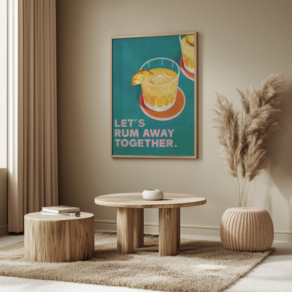 Rum Away Beach Bar Cocktail Art | Poster