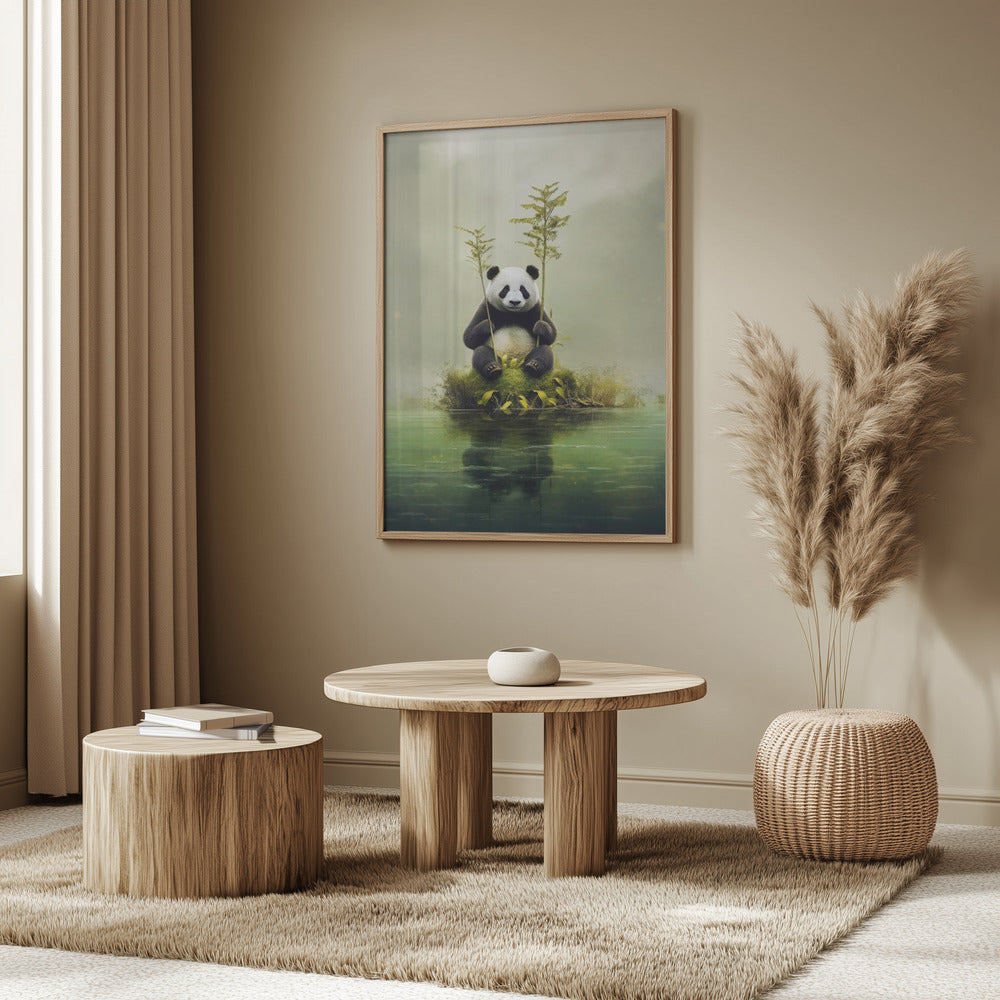 Lonely Panda Watercolor Animal Art | Poster