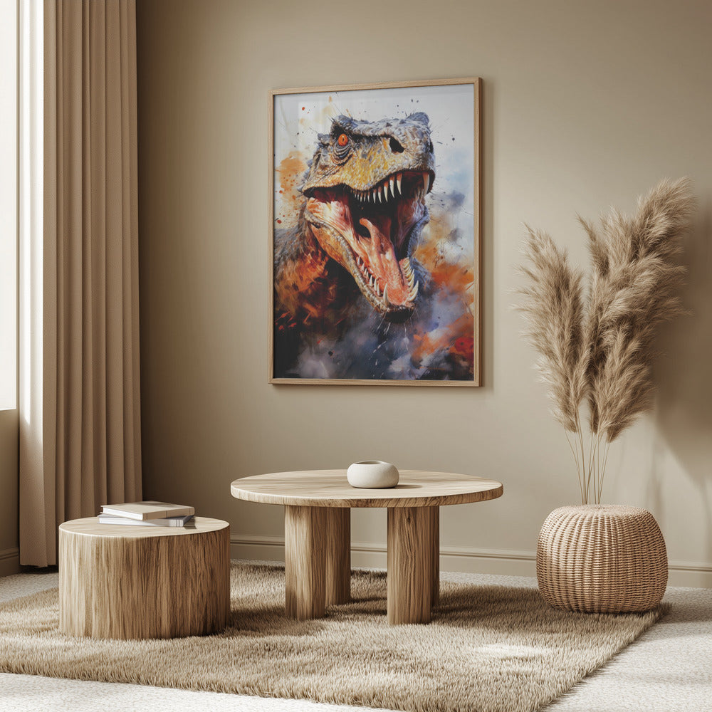 Utahraptor Dinosaur Watercolor Animal Art | Poster