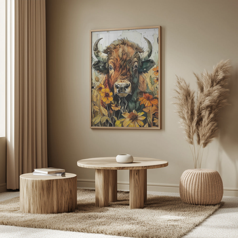 Buffalo watercolor animal art 1 | Poster
