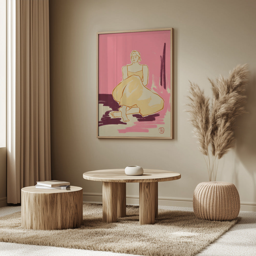 Sitzende Figur in fließendem Kleid | Poster