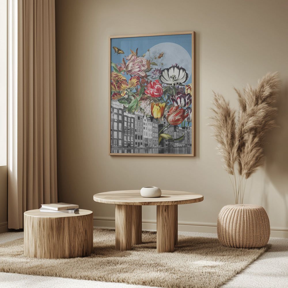 Vibrant Tulips And Intricate Butterflies | Poster