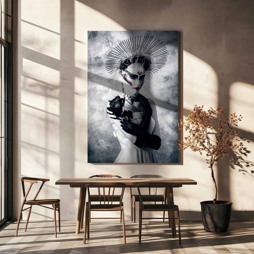 Een pijnlijke doorn op een zwarte roos | Canvasprints