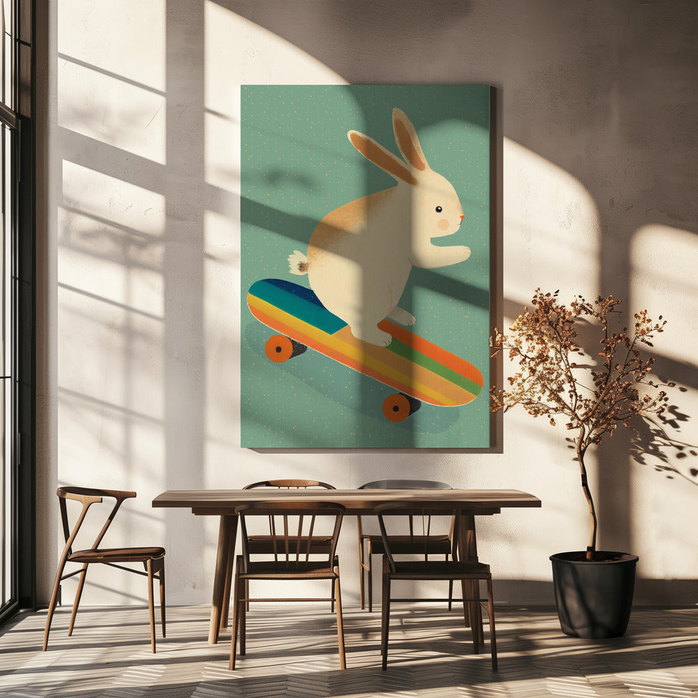 Bunny On Skateboard | Canvas
