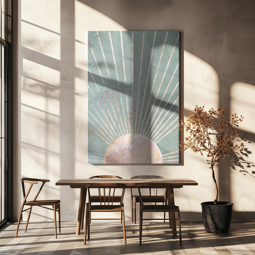 Salviegrøn Boho Sol | Lærredsbilleder
