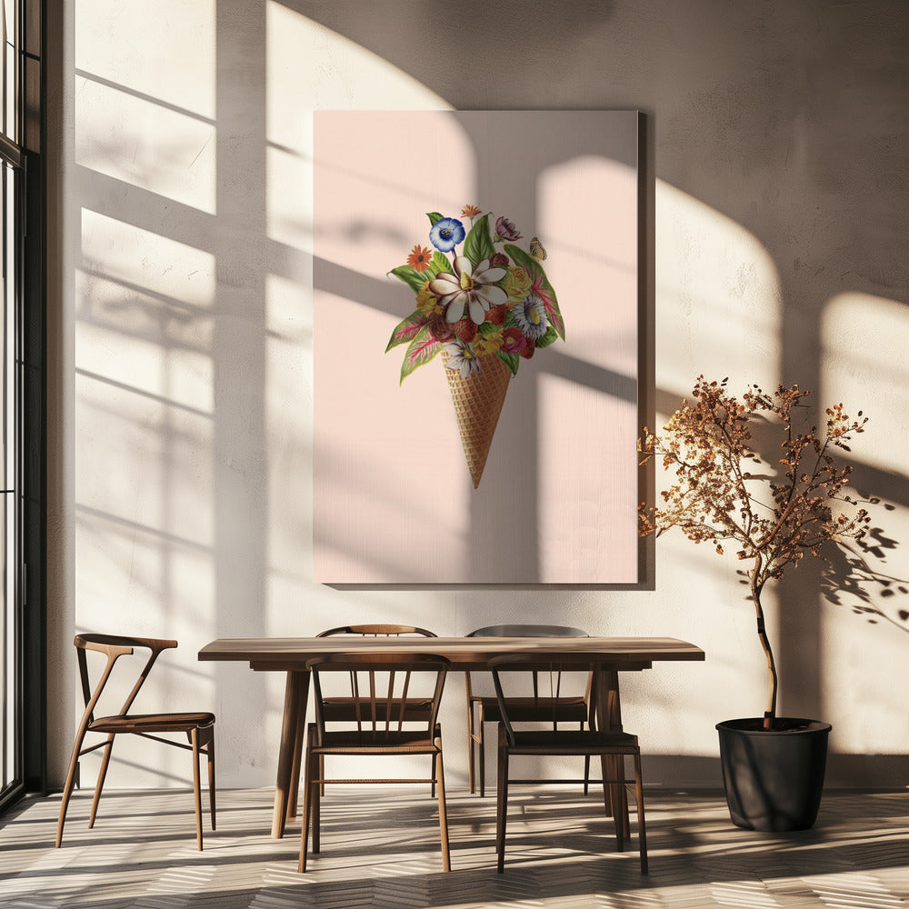 Botanical pink ice cream | Canvas
