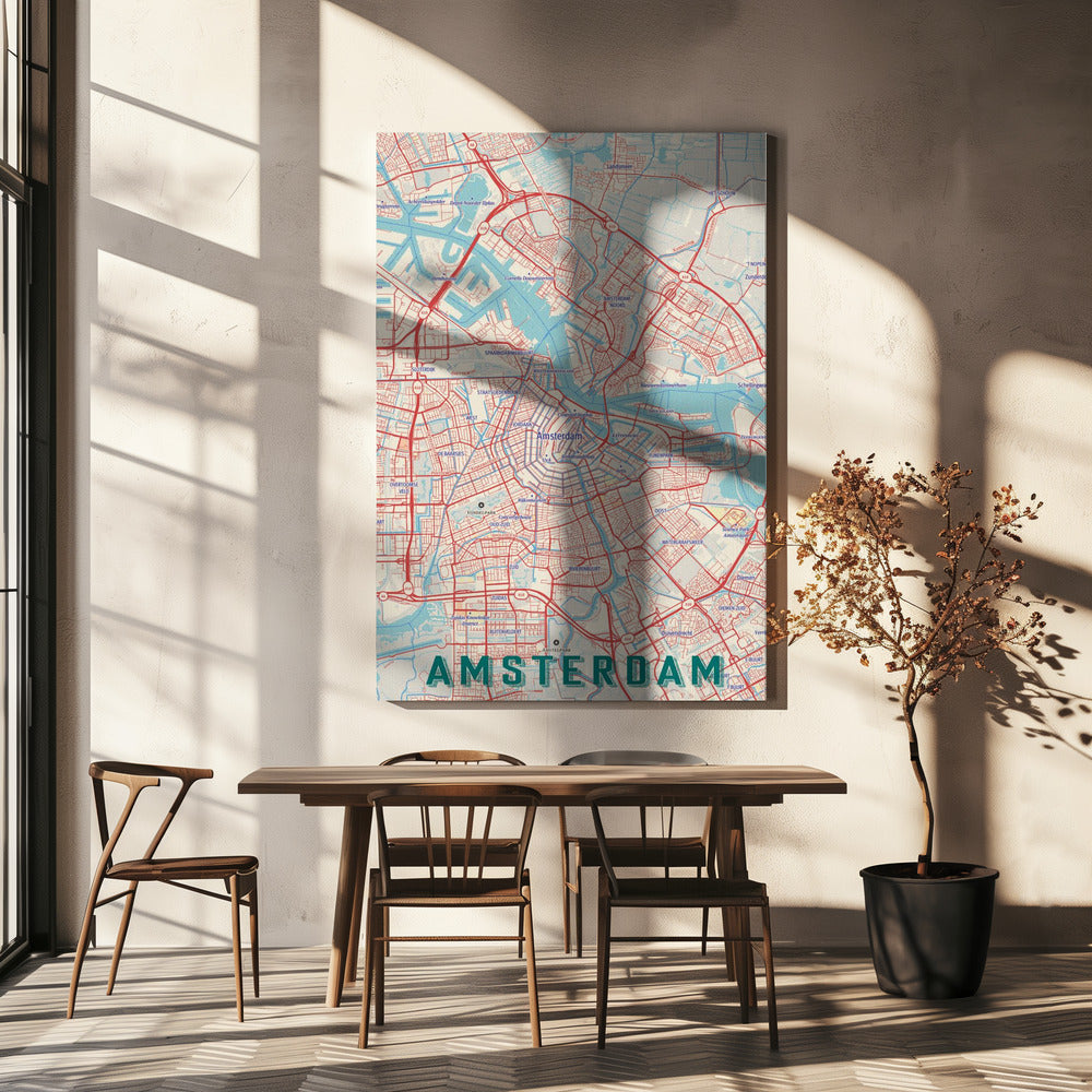 Mapa retro de Ámsterdam | Impresiones en Lienzo