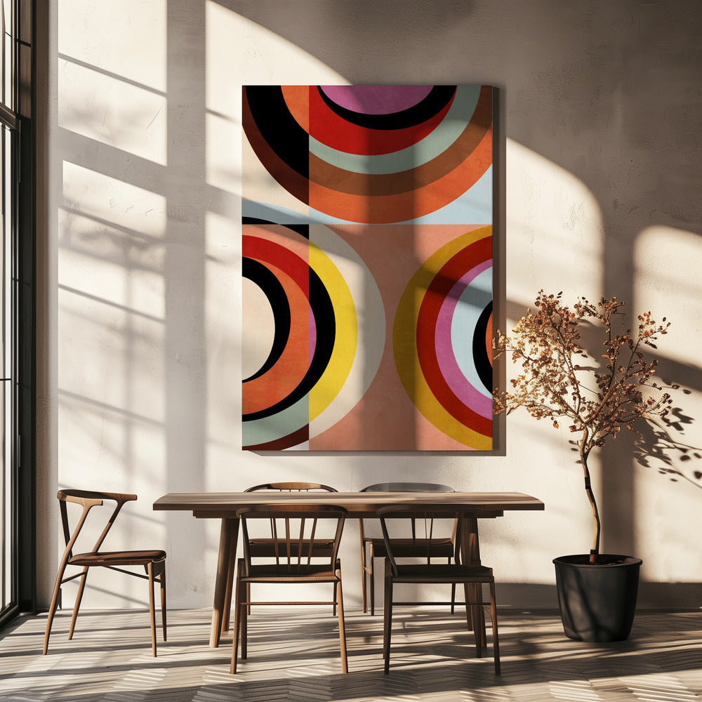 Ciepłe kolory Bauhaus Geometria3 | Wydruki na łótnie