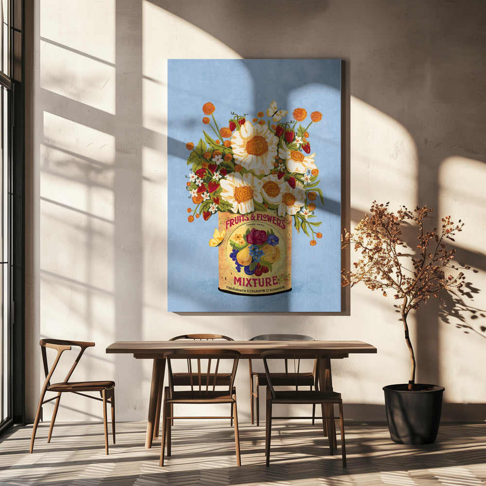 Fiori in una lattina da tè vintage | Stampe su Tela