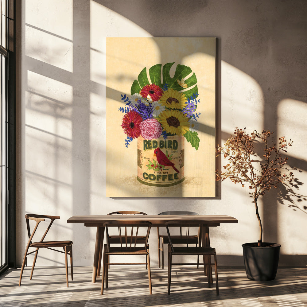 Fiori in una lattina da caffè vintage | Stampe su Tela