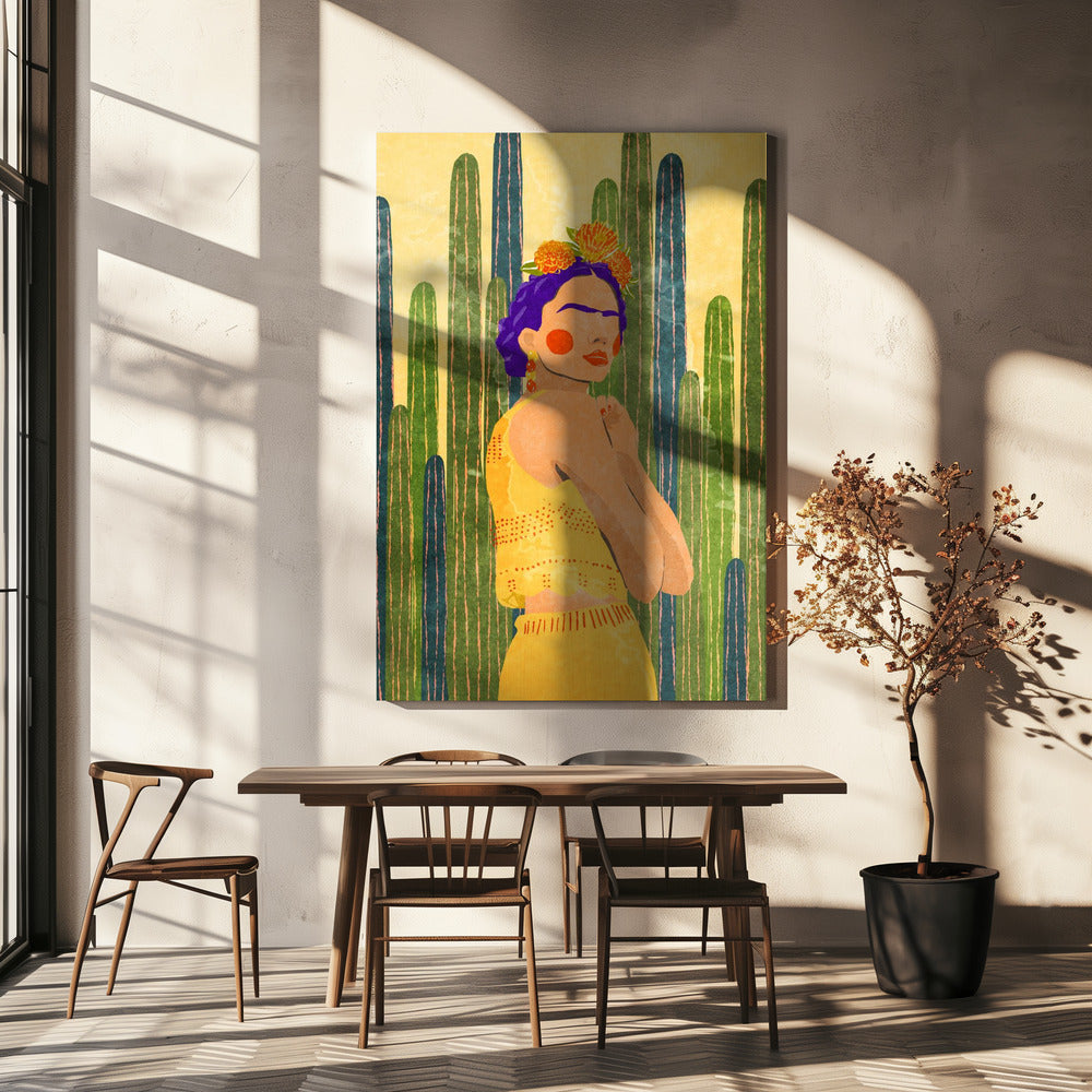 Frida e i cactus | Stampe su Tela