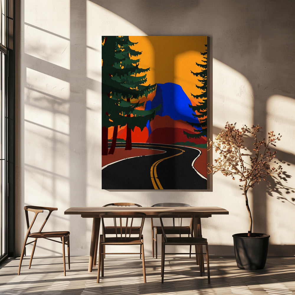 Clacier Road mit Half Dome | Leinwand-Bilder