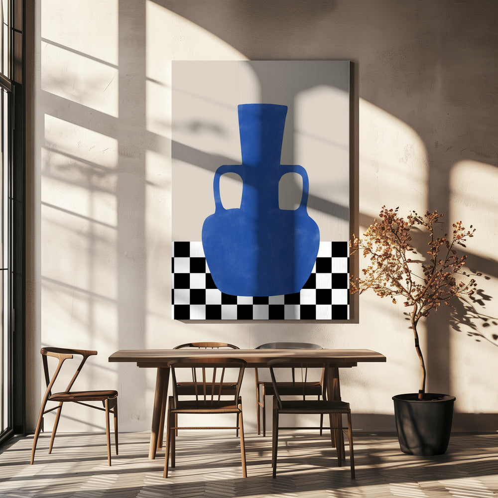 Azurblaues Vase-Schachbrett | Leinwand-Bilder