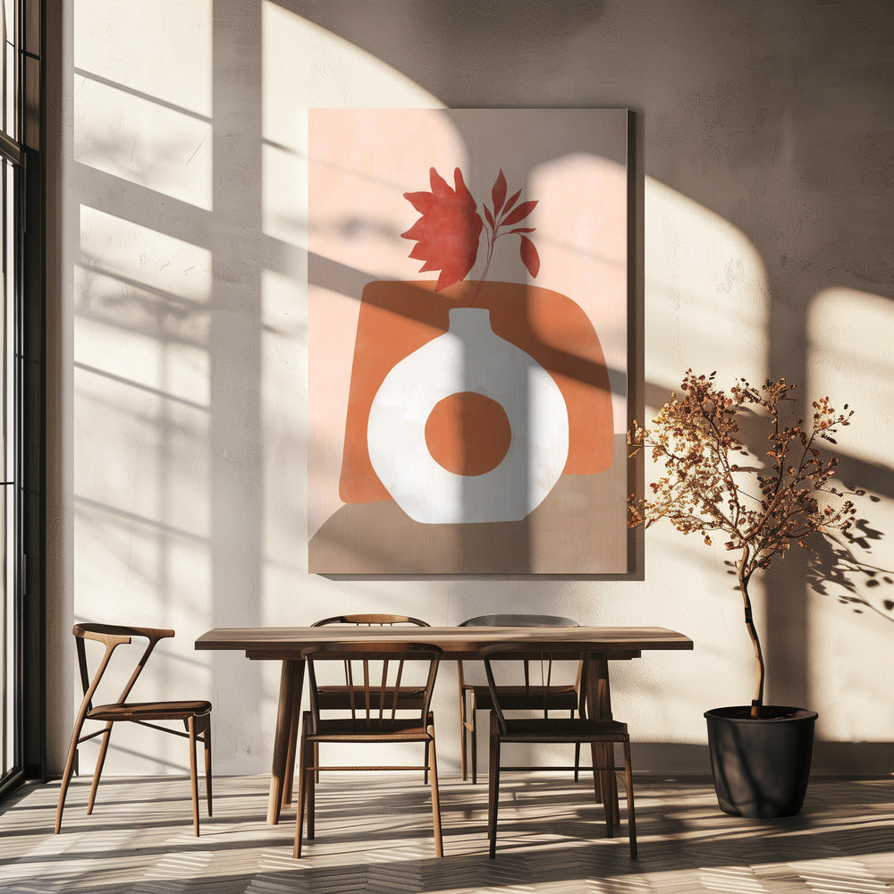 Vase und Blätter | Leinwand-Bilder