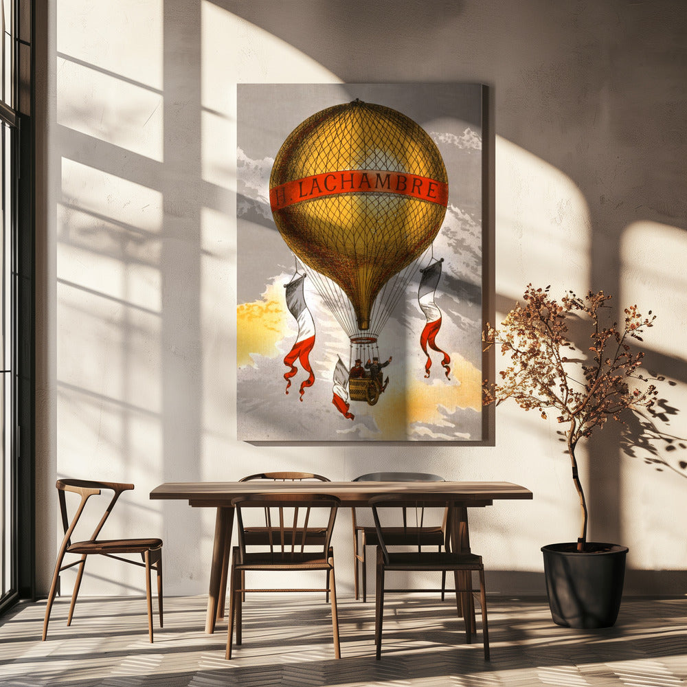 Ballon étiqueté avec deux hommes dans la nacelle 1880 | Tableaux sur Toile