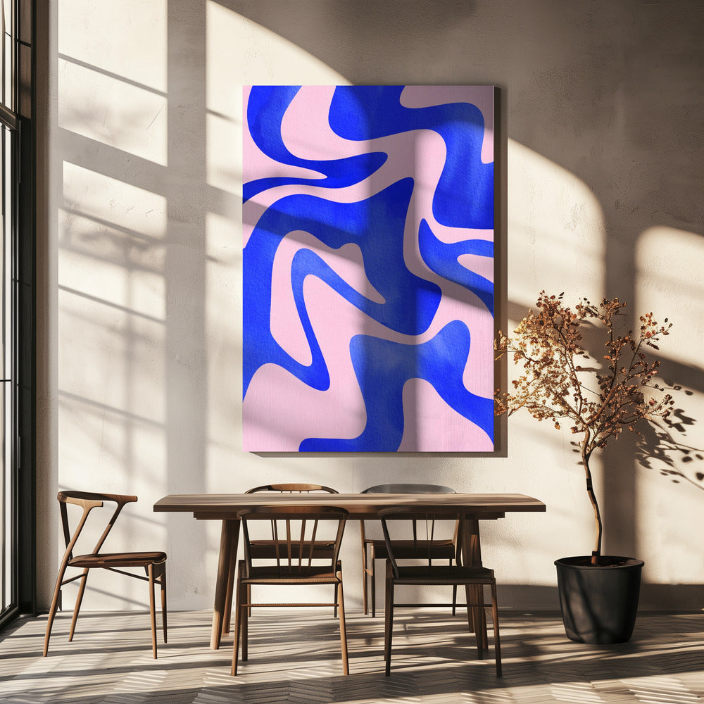 Abstracte blauwe golf | Canvasprints