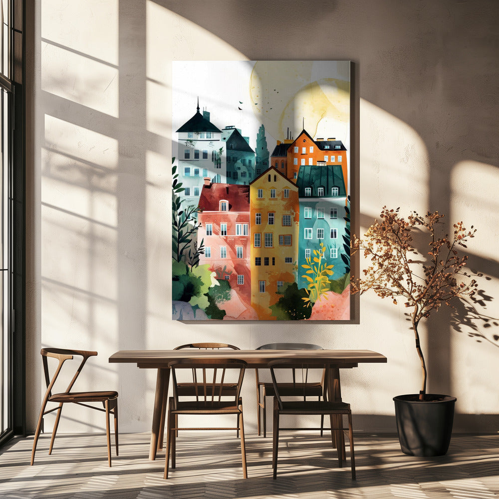 Peinture numérique à l'aquarelle de Varsovie | Tableaux sur Toile
