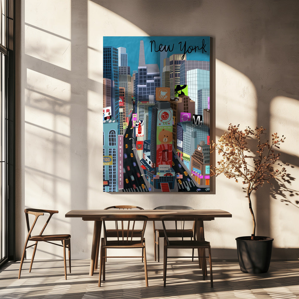 Times Square, New York. Illustration von Künstlerin Carla Daly | Leinwand-Bilder