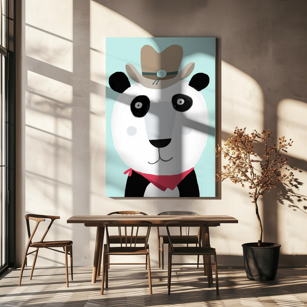 Lustiger Panda mit Cowboyhut von der Künstlerin Carla Daly | Leinwand-Bilder