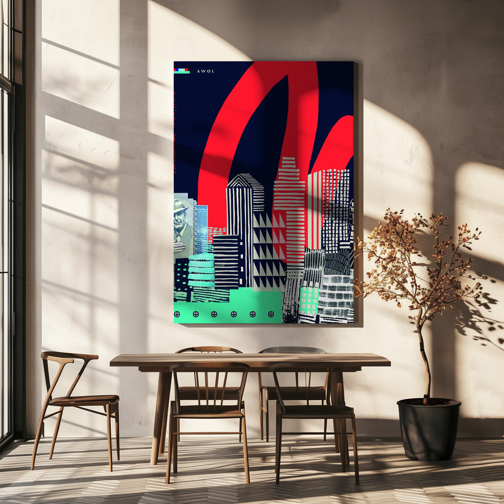 Konst i stadssilhuett, grafisk vägg i Montreal Poster | Canvas