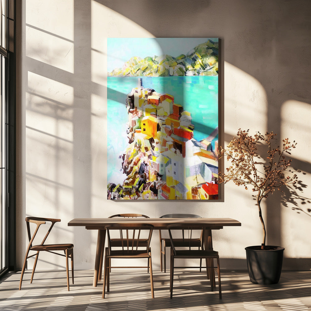 Färgglad stad vid Medelhavet, Italien väggkonst | Canvas