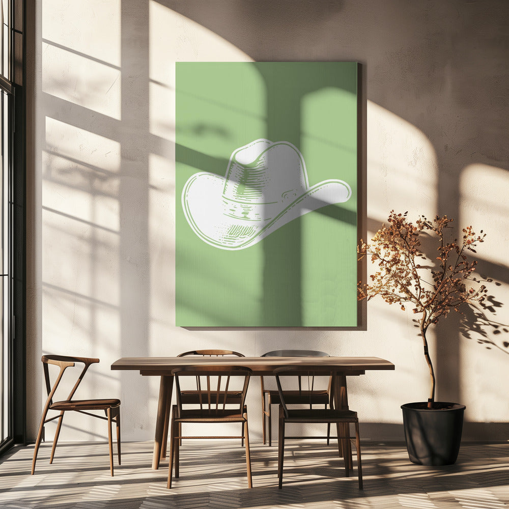 Chapeau de cowboy vert sauge | Tableaux sur Toile