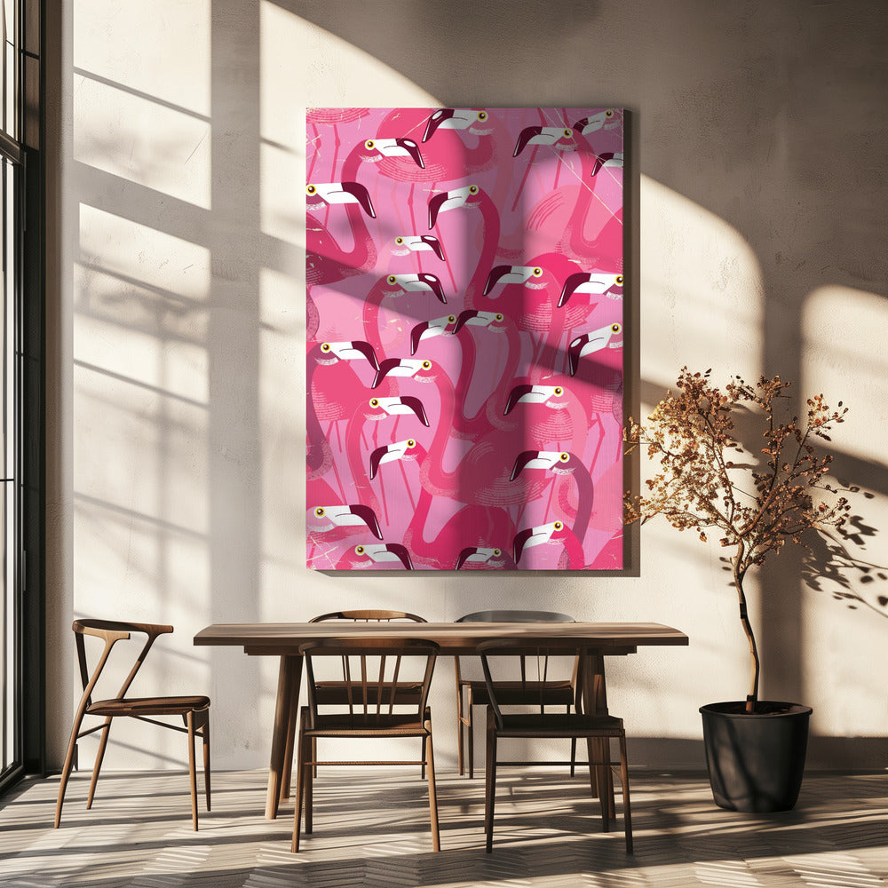 Flamingos-Schwarm | Leinwand