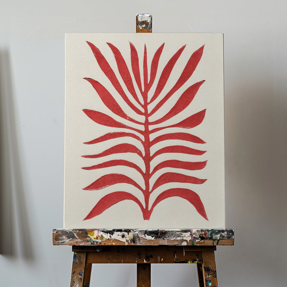 Branche rouge / Impression sur linoléum | Tableaux sur Toile