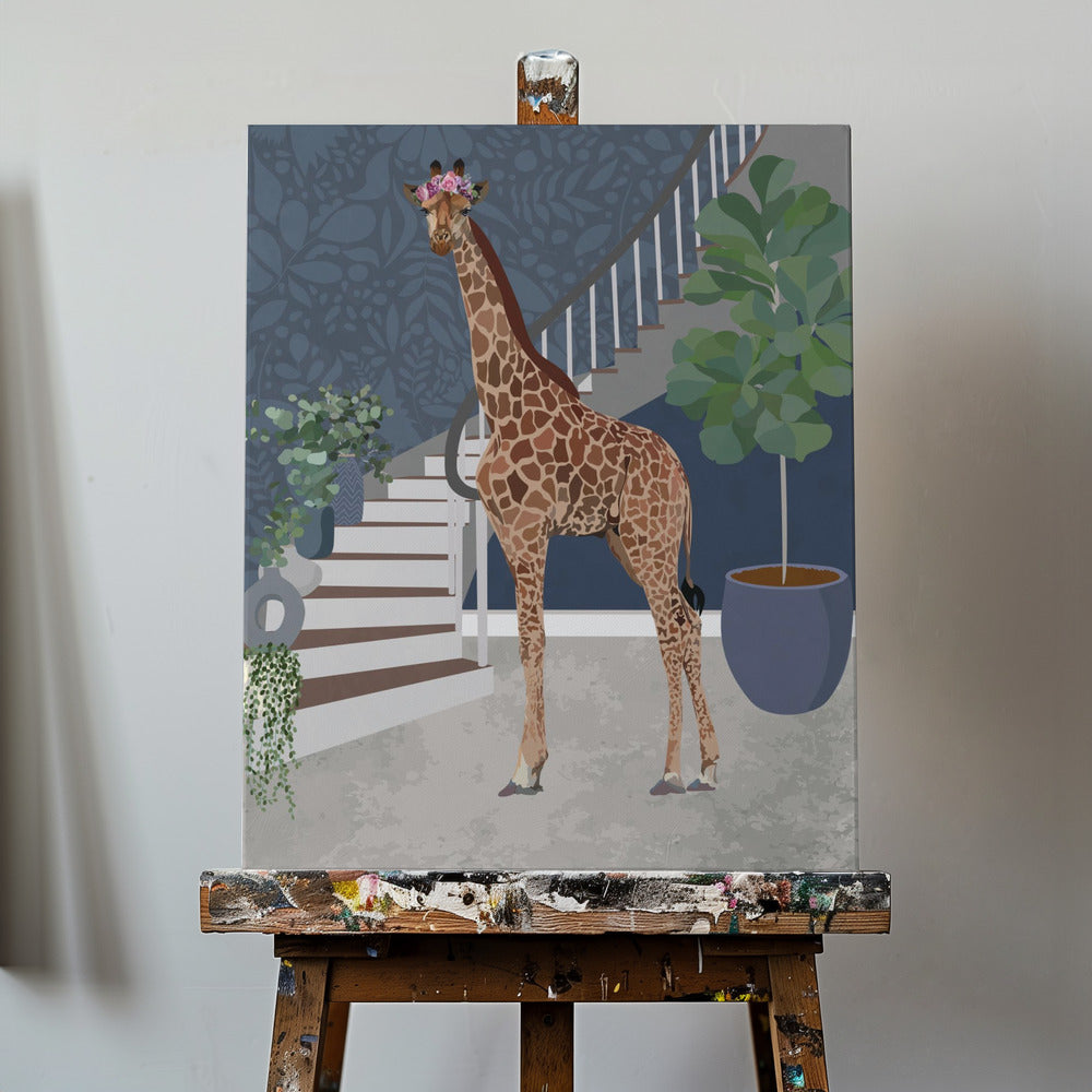 Giraff vid trappan | Canvas