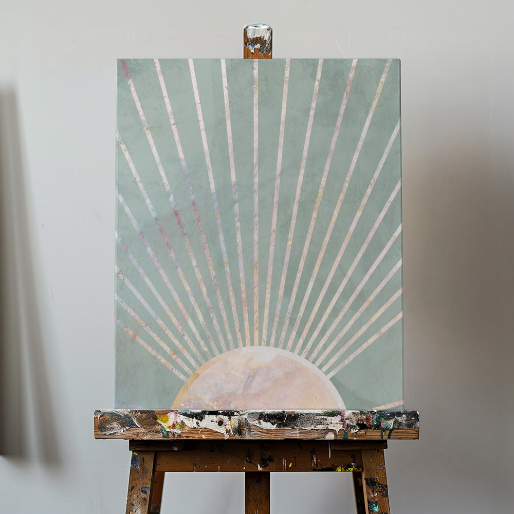 Salviegrøn Boho Sol | Lærredsbilleder