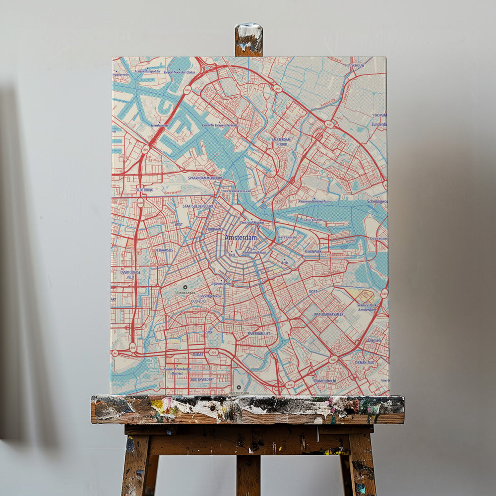 Mapa retro de Ámsterdam | Impresiones en Lienzo