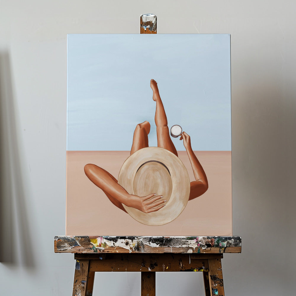 Fille au bord de la piscine | Tableaux sur Toile