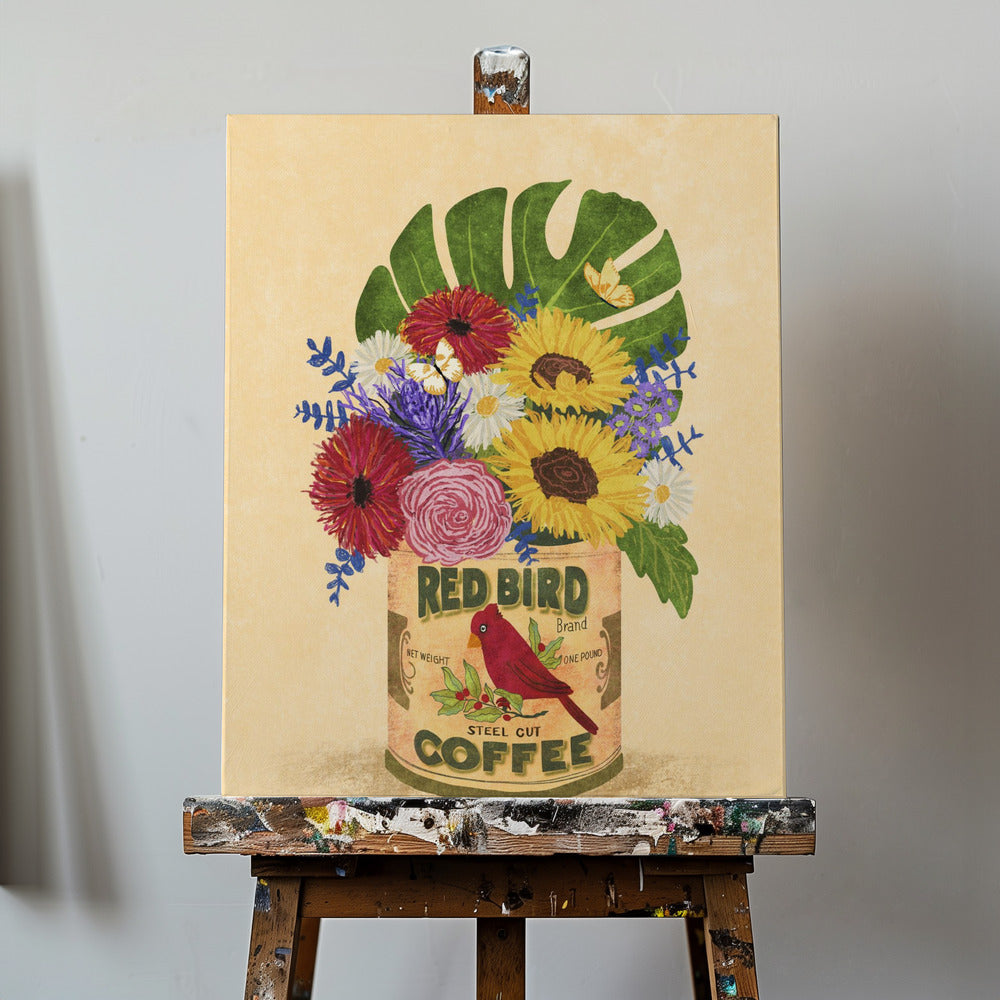 Fiori in una lattina da caffè vintage | Stampe su Tela