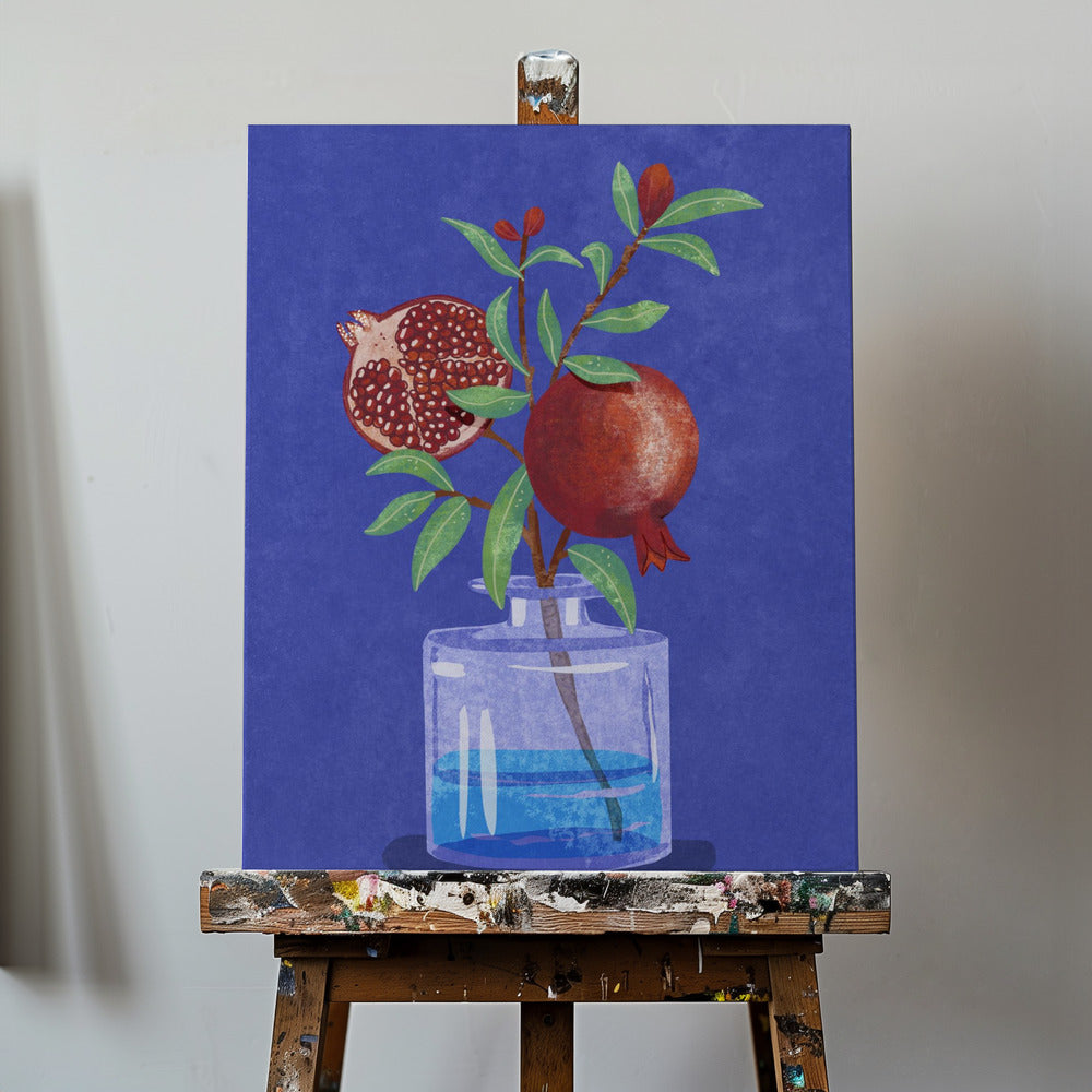 Granatapfel in Vase | Leinwand-Bilder