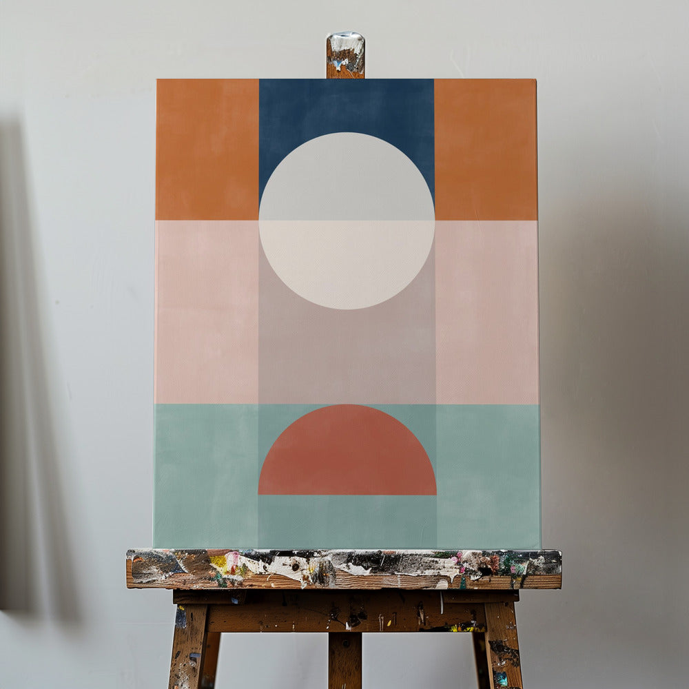 Abstrakcyjna geometryczna grafika w odcieniach ziemi | Wydruki na łótnie