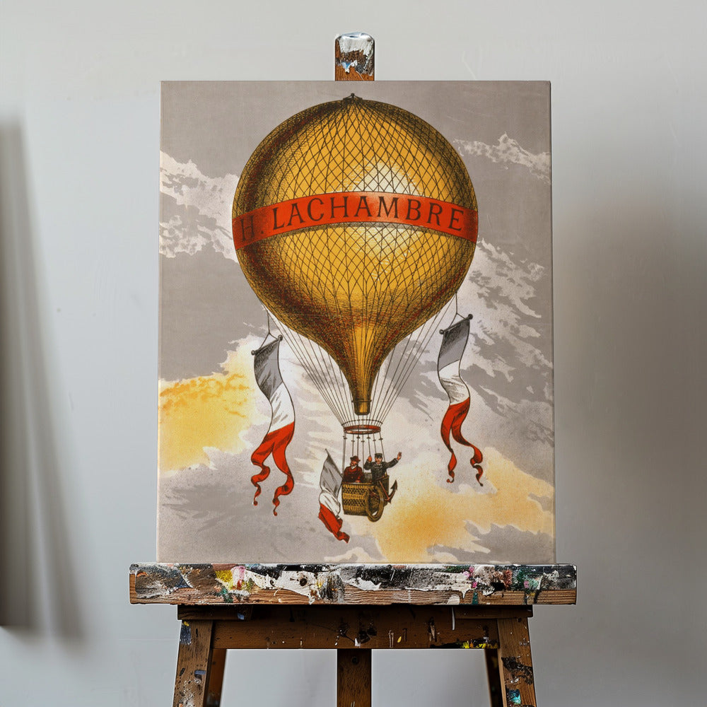 Ballon étiqueté avec deux hommes dans la nacelle 1880 | Tableaux sur Toile